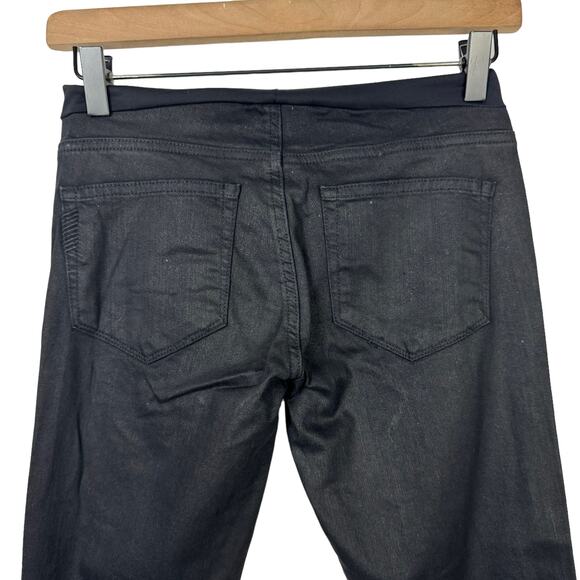 Paige | Sz 25 Maternity Full Panel Black Coated Denim Verdugo Ultra Skinny Jeans - Picture 4 of 7